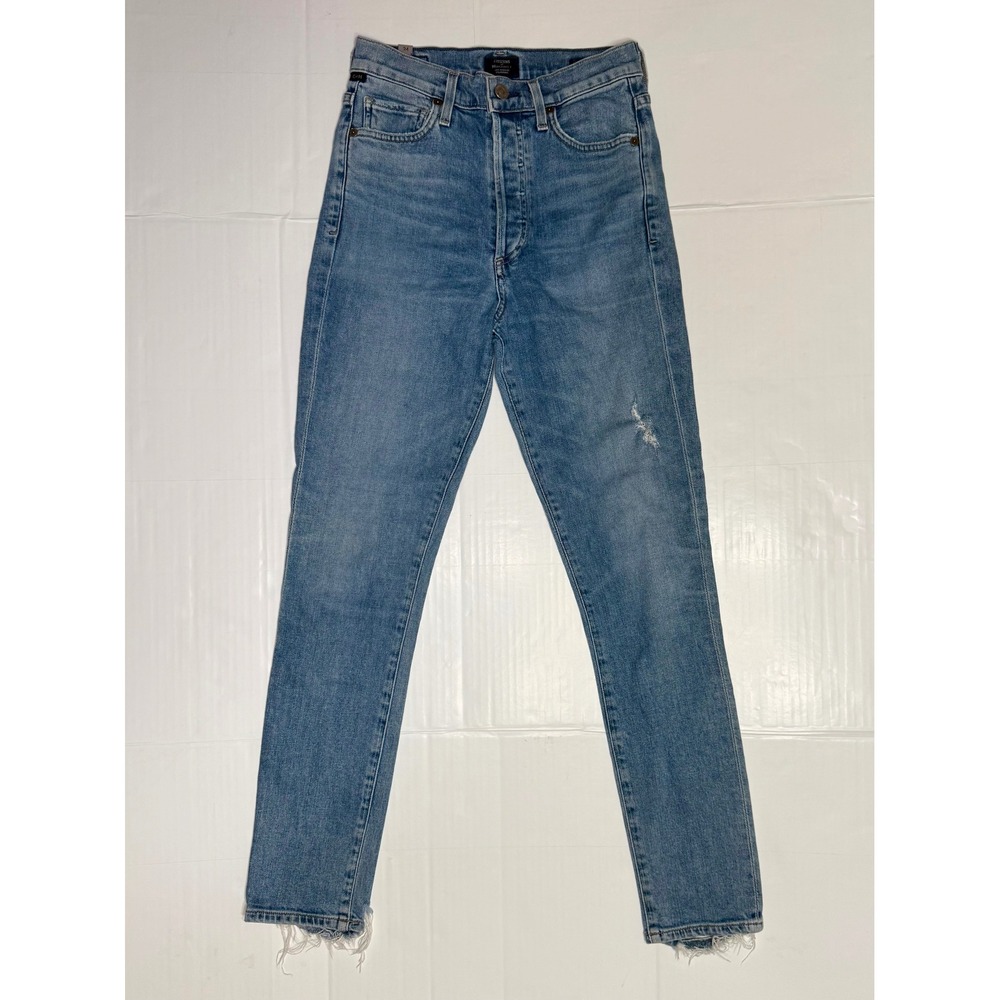 Citizens of Humanity Olivia High Rise Slim Ankle Jeans Button Fly 24 Distressed - Picture 1 of 13